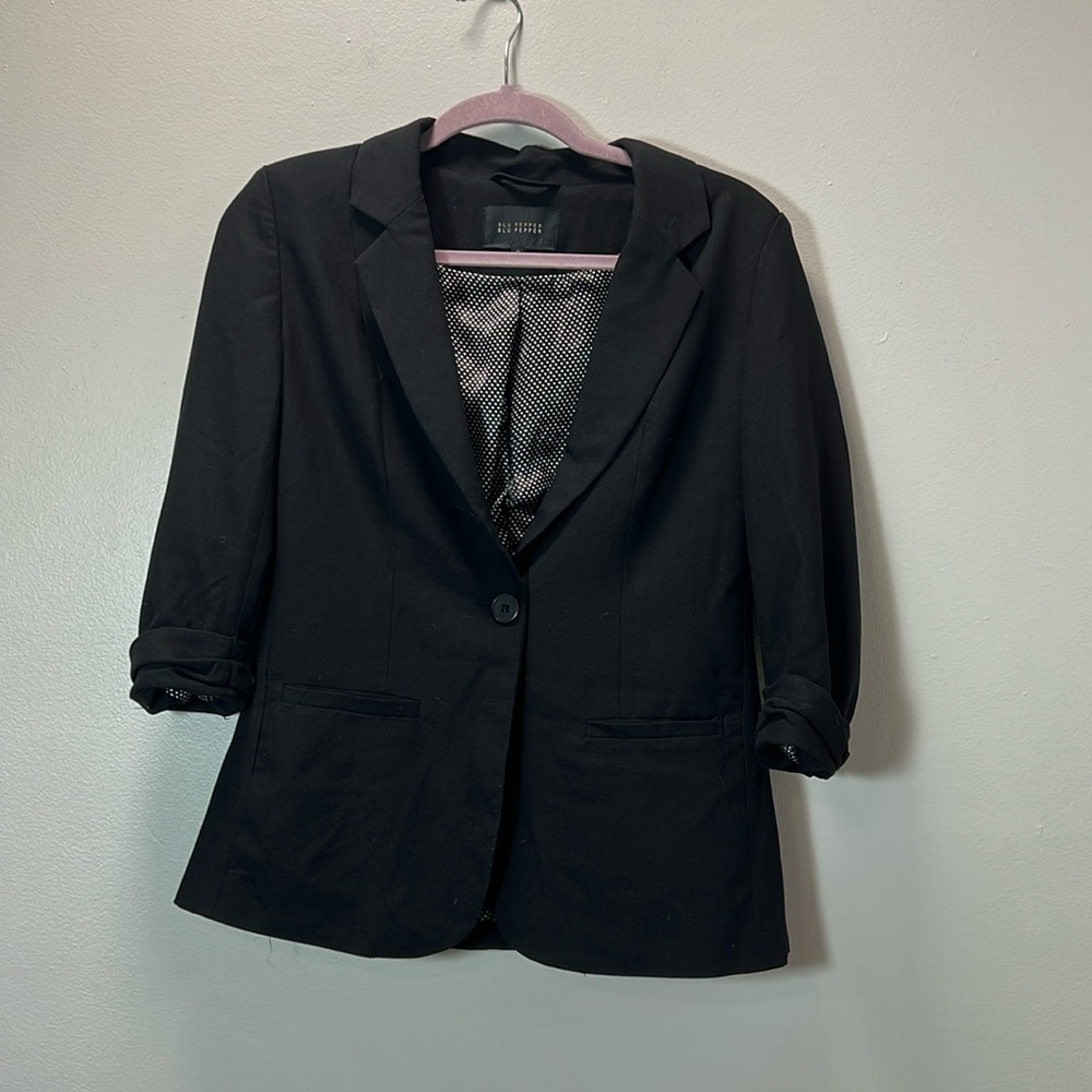 Blu Pepper Black Blazer with Polka Dot Interior